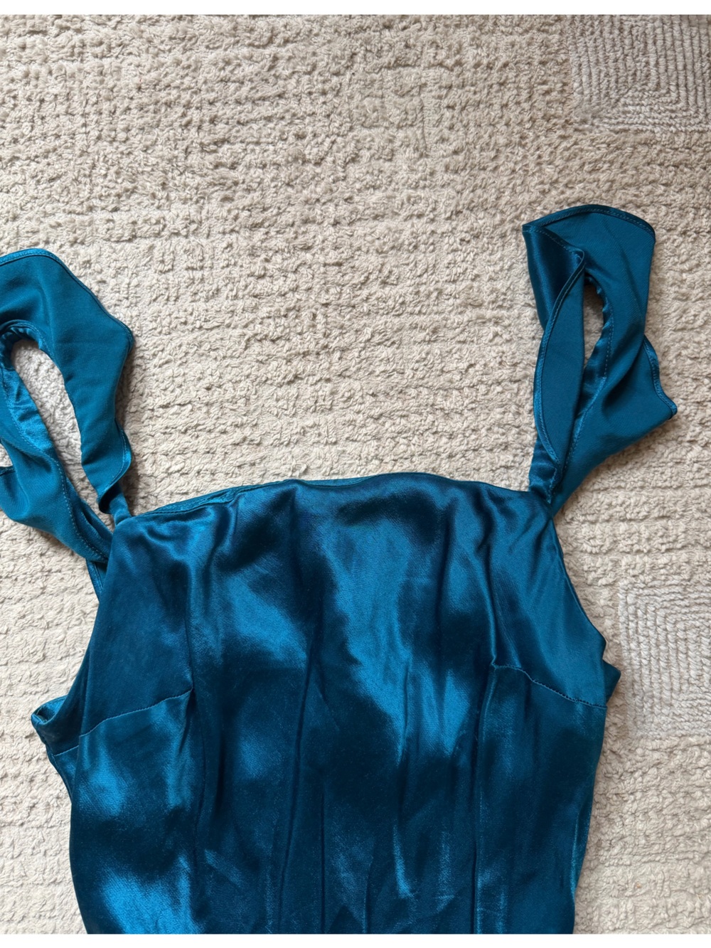 By Anthropologie Satin Square-Neck Flutter Strap Slip Dress size Large - Picture 4 of 6